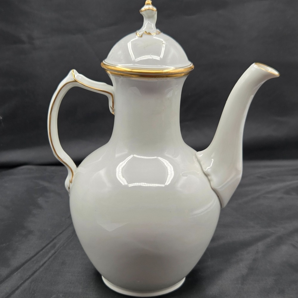 Royal Copenhagen Coffee Pot Teapot with Lid Gold Trim Signed & Numbered VINTAGE